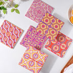 Moroccan Art Square Ceramic Tiled Trivet Pink