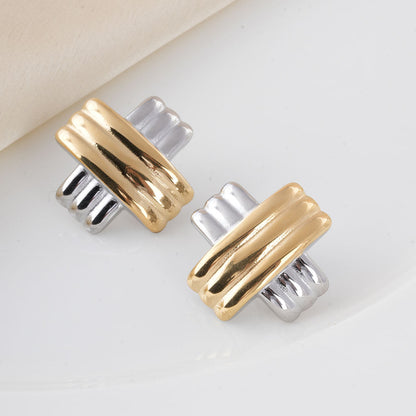 Gold & Silver Cross Earrings