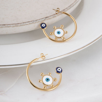 Gold Evil Eye Hoop Earrings
