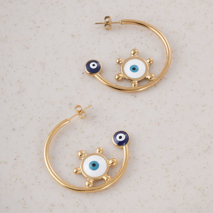 Gold Evil Eye Hoop Earrings