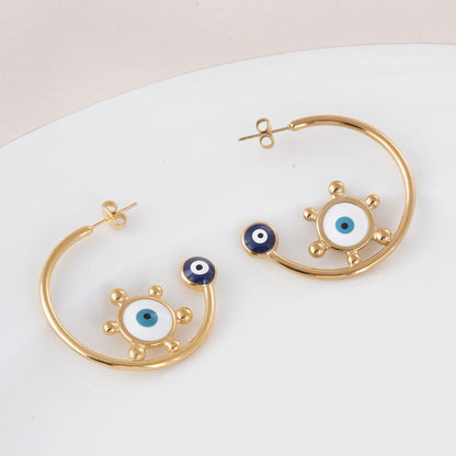 Gold Evil Eye Hoop Earrings