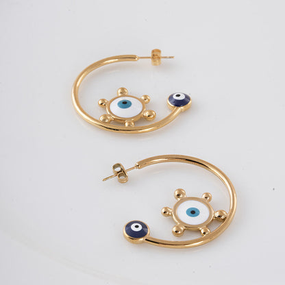 Gold Evil Eye Hoop Earrings