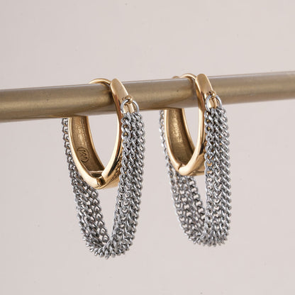Gold & Silver Chain Hoop Earrings