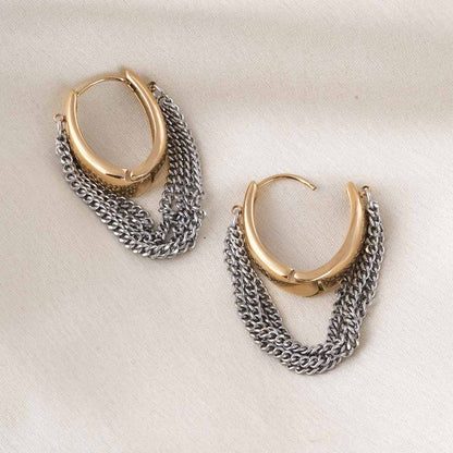 Gold & Silver Chain Hoop Earrings