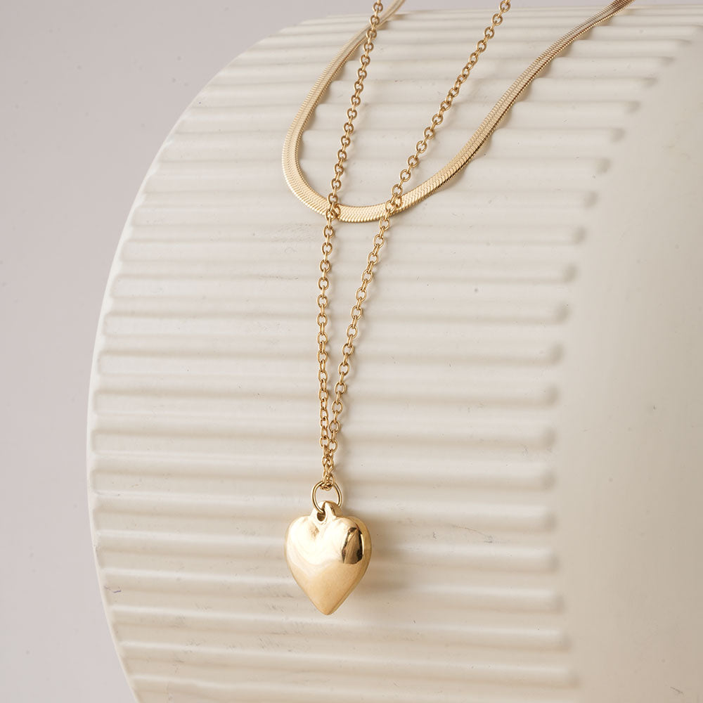 Layered Heart Gold Necklace