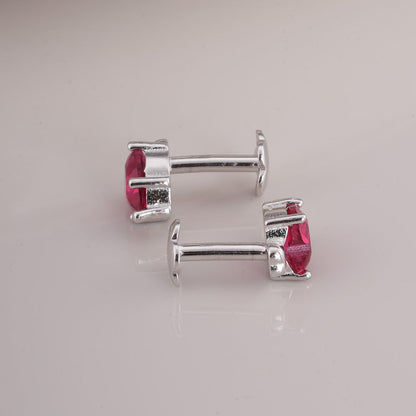 Red Heart 925 Sterling Silver Pendant Earrings Set