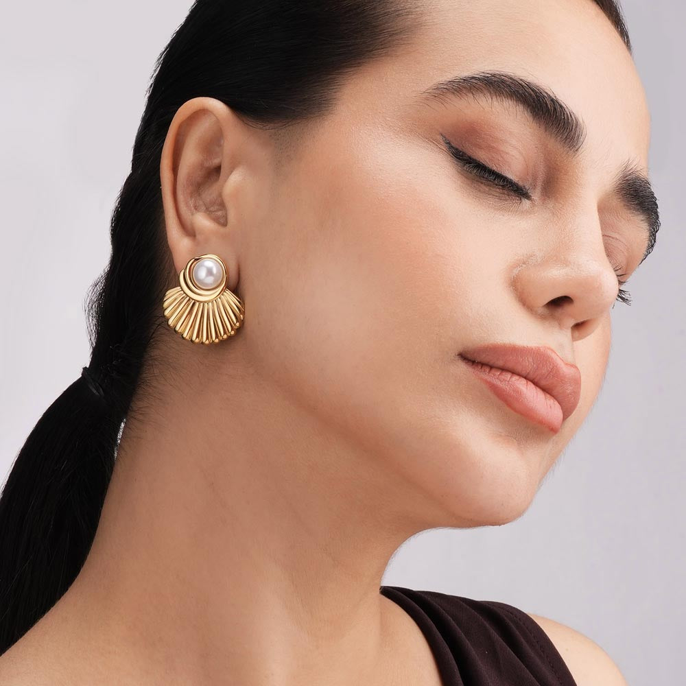 Oyster Pearl Stud Earrings