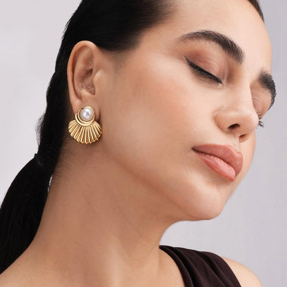Oyster Pearl Stud Earrings