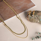 Athena Solitaire Hoop Earrings & Plain Chain Two Layer Necklace Jewellery Set