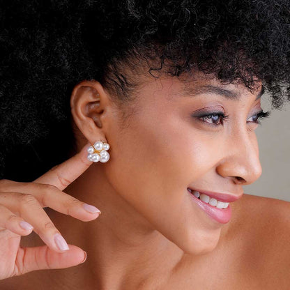 Pearl Cluster Stud Earrings