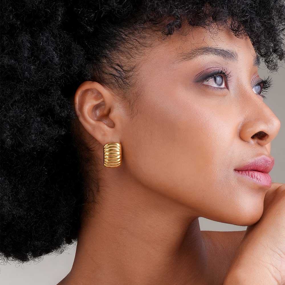 Gold Ridged Earrings