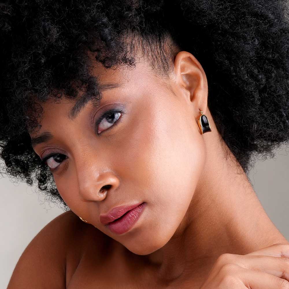 Black Enamel Hoop Earrings