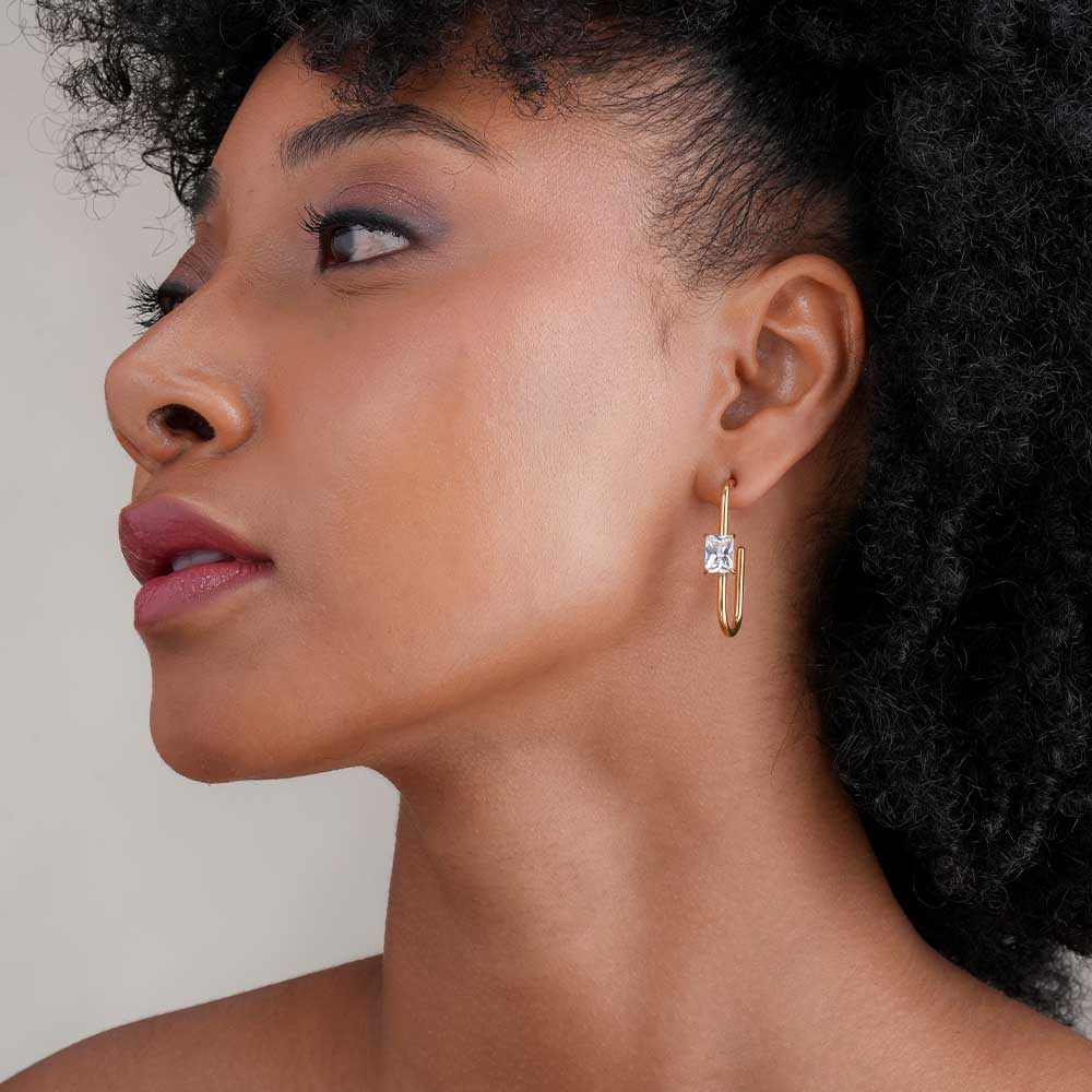 Golden Prism Geometric Earrings