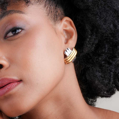 Gold & Silver Cross Earrings