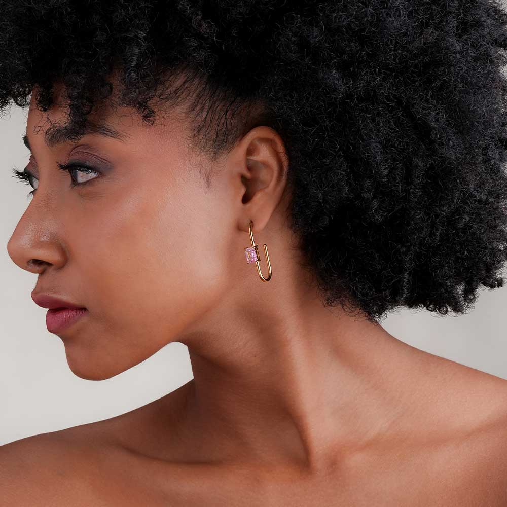 Crystal Loop Geometric Earrings