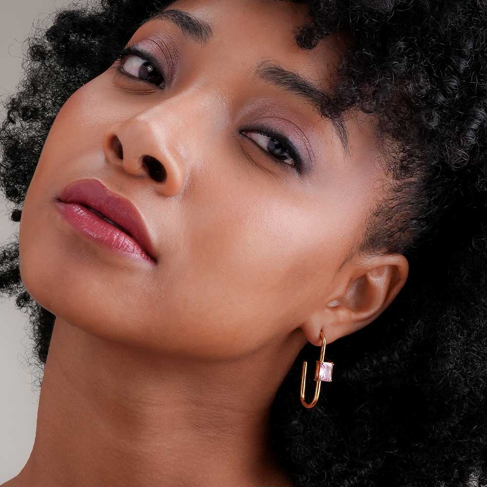 Crystal Loop Geometric Earrings