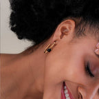 Black Stone Geometric Earrings