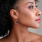 Black Stone Geometric Earrings