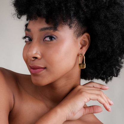 Modern Lock Drop Earrings