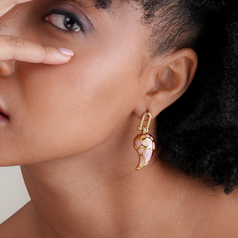 Elegant Gold and Pink Dangling Earrings