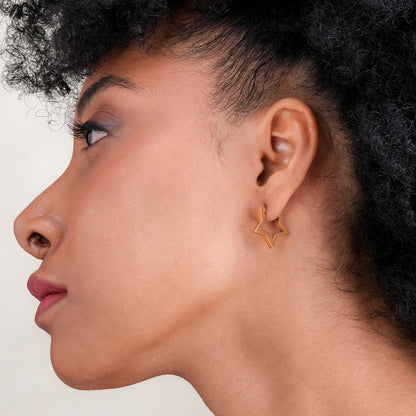 Outline Star Huggie Earrings