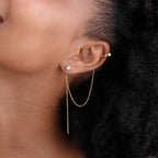 Diamond Stud & Cuff Chain Earrings