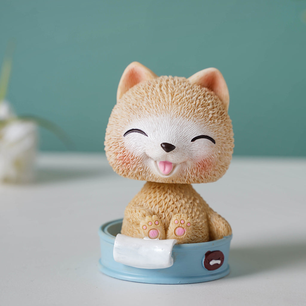 Puppy In A Tub Bobble Head Resin Showpiece