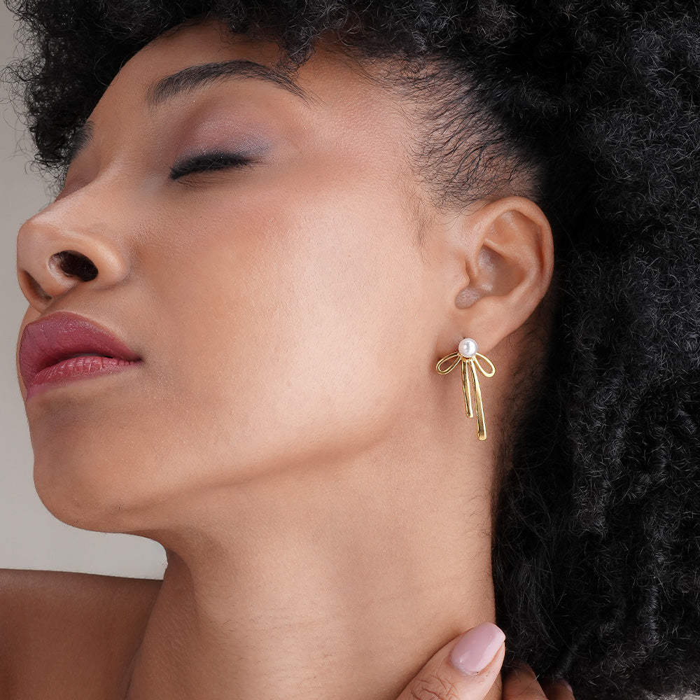 Pearl Ribbon Earrings