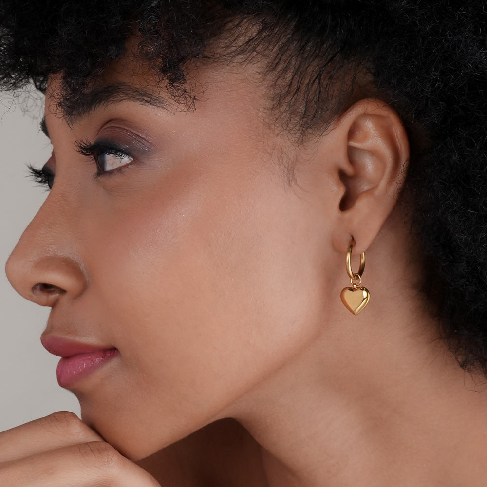 Classic Golden Heart Hoops