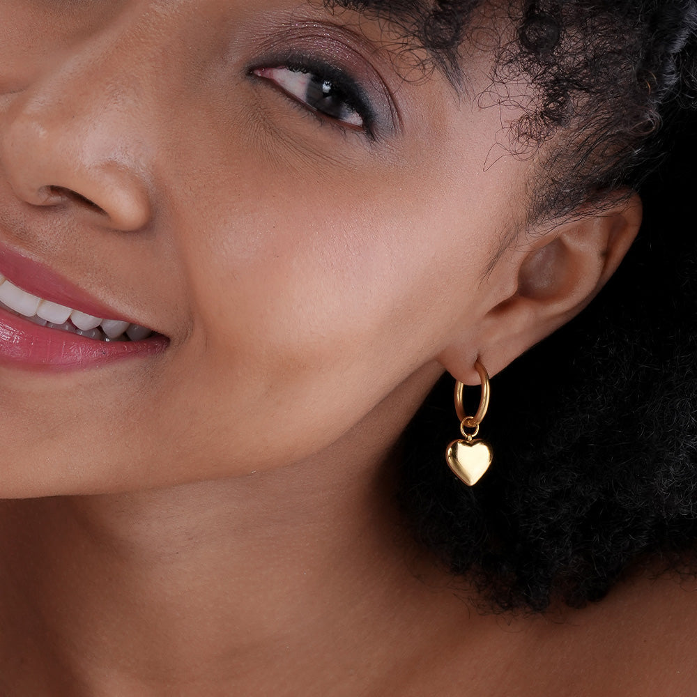 Classic Golden Heart Hoops