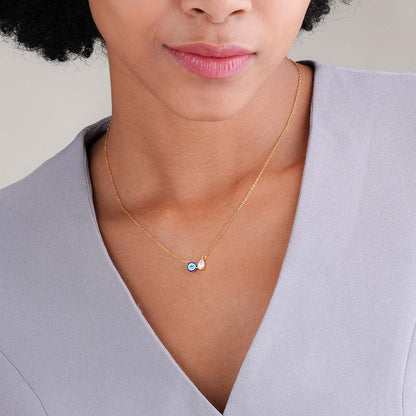 Evil Eye DuoStone 925 Silver Necklace