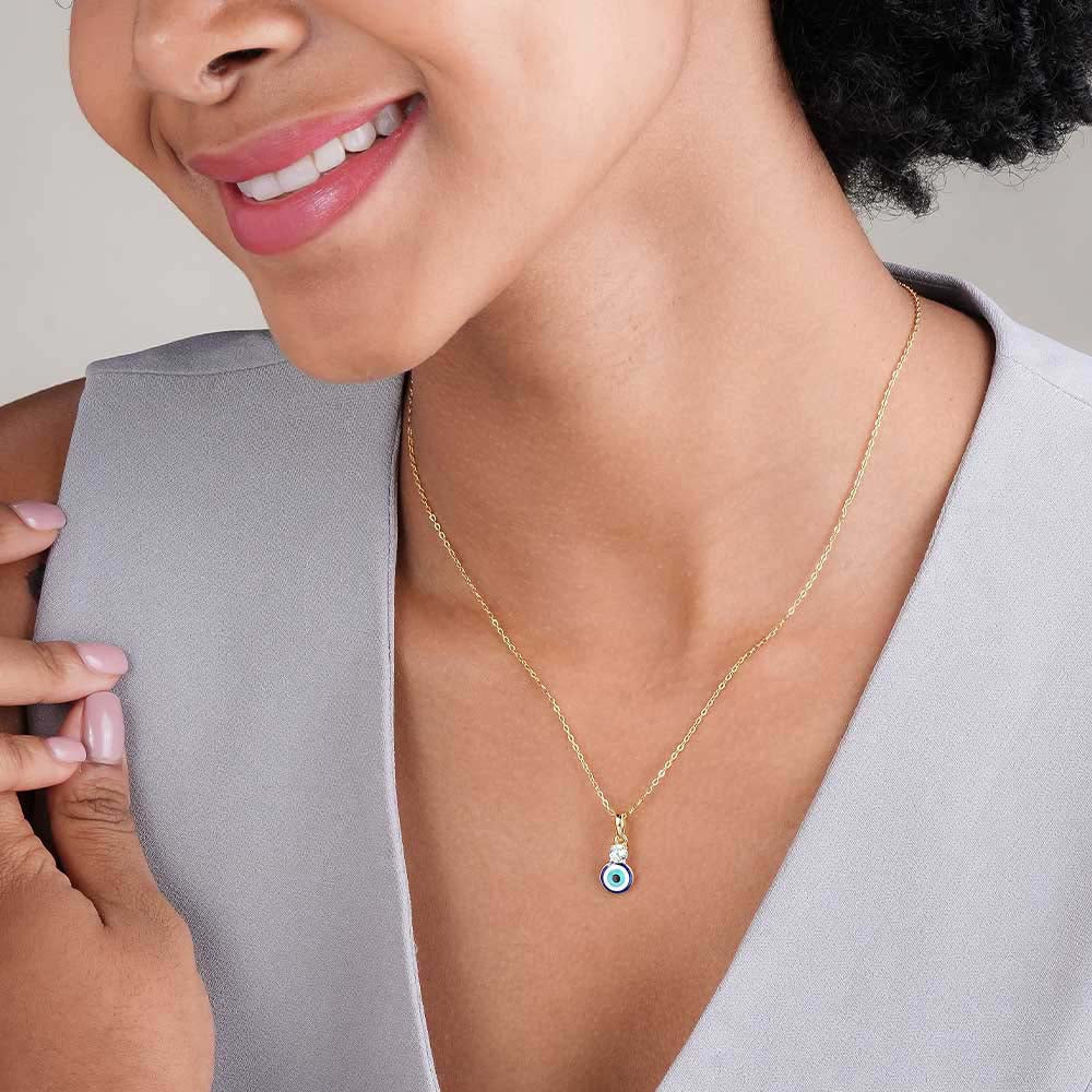 Single Stone Evil Eye 925 Silver Necklace