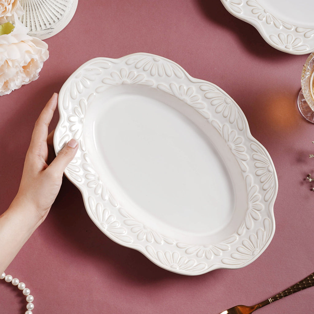 Faye Oval Ceramic Platter 13 Inch
