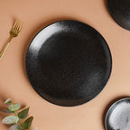 Onyx Finish Stoneware Dinner Plate Black 9.8 Inch