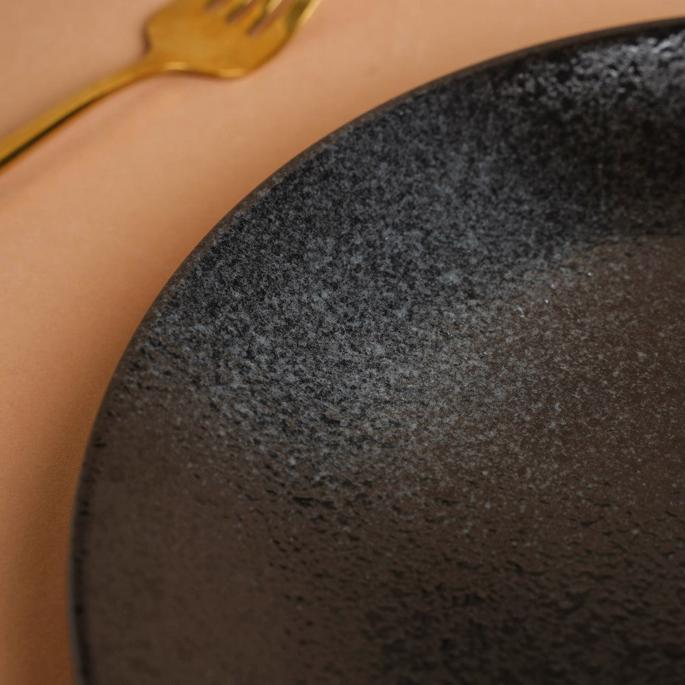 Onyx Finish Stoneware Dinner Plate Black 9.8 Inch