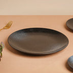 Onyx Finish Stoneware Dinner Plate Black 9.8 Inch