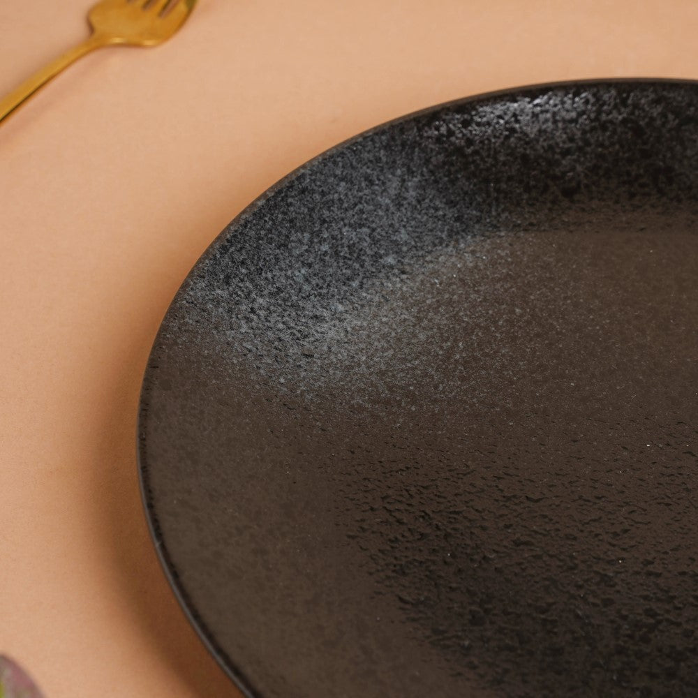 Onyx Finish Stoneware Dinner Plate Black 9.8 Inch