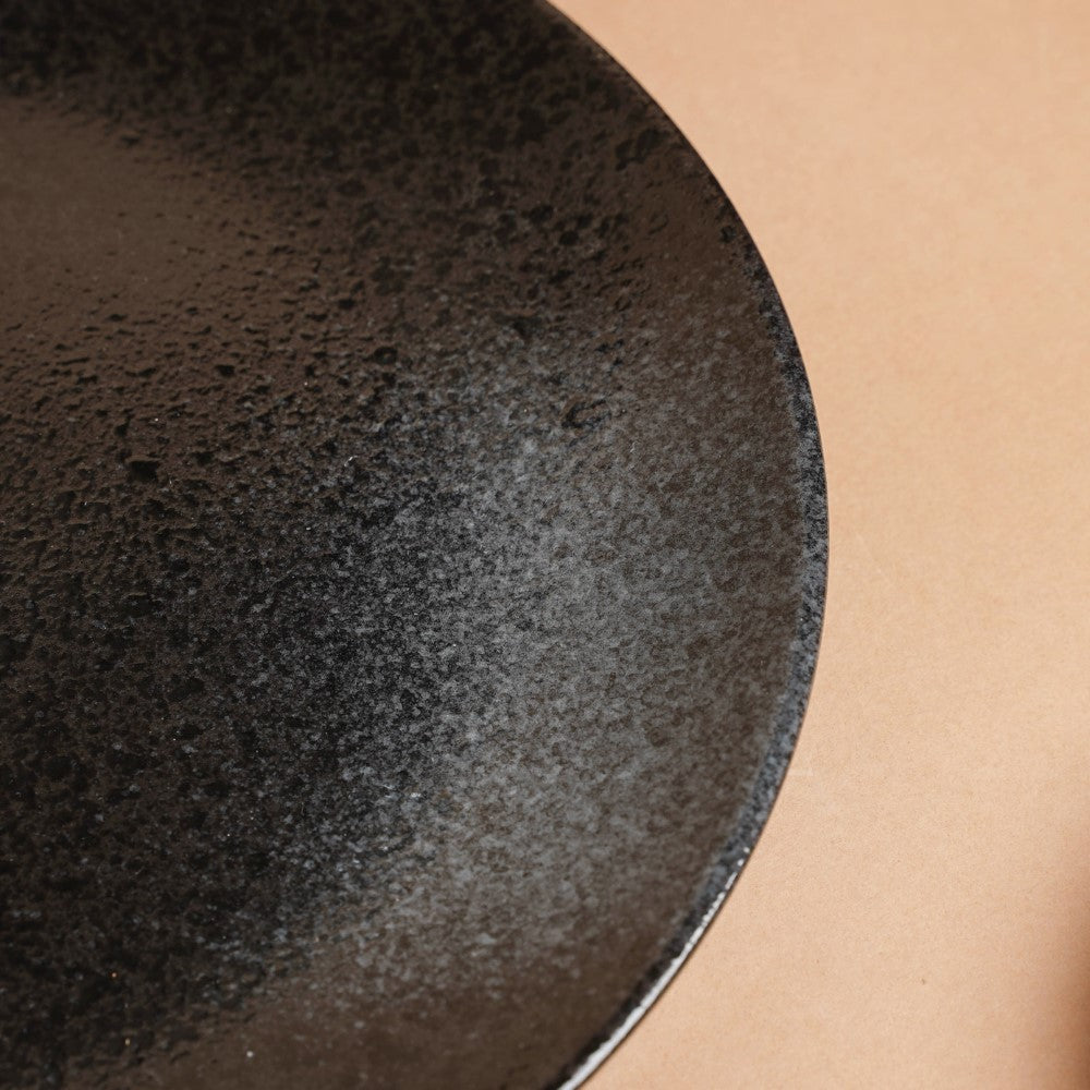 Onyx Finish Stoneware Dinner Plate Black 9.8 Inch