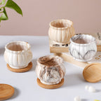 Cinzia Marble Patterned Planter With Coaster