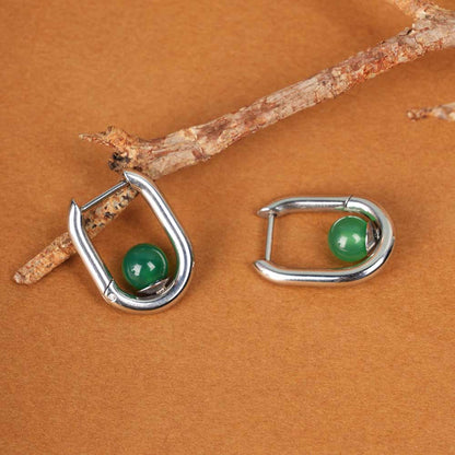 Silver U Green Acrylic Hoop Earrings