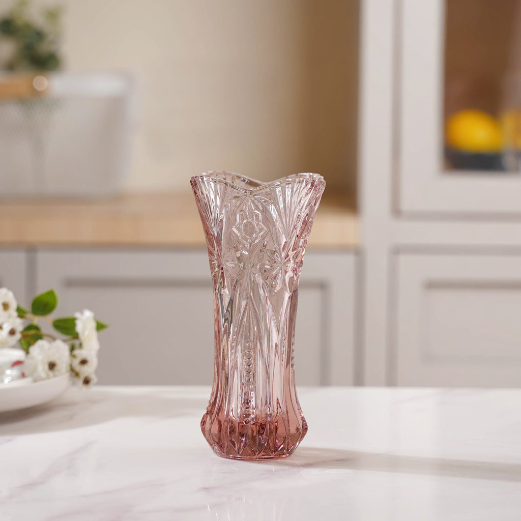Pink Cut Glass Vase