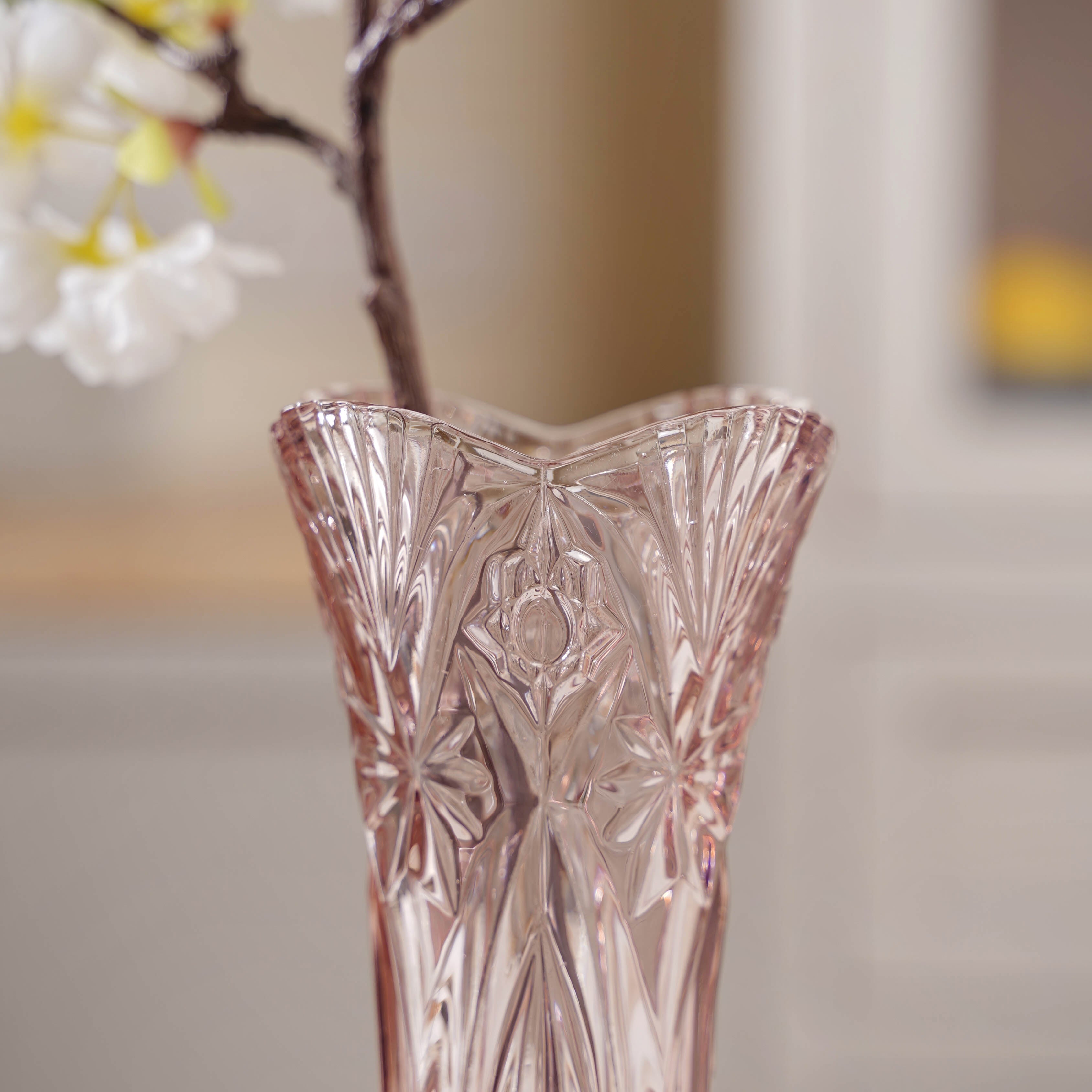 Pink Cut Glass Vase