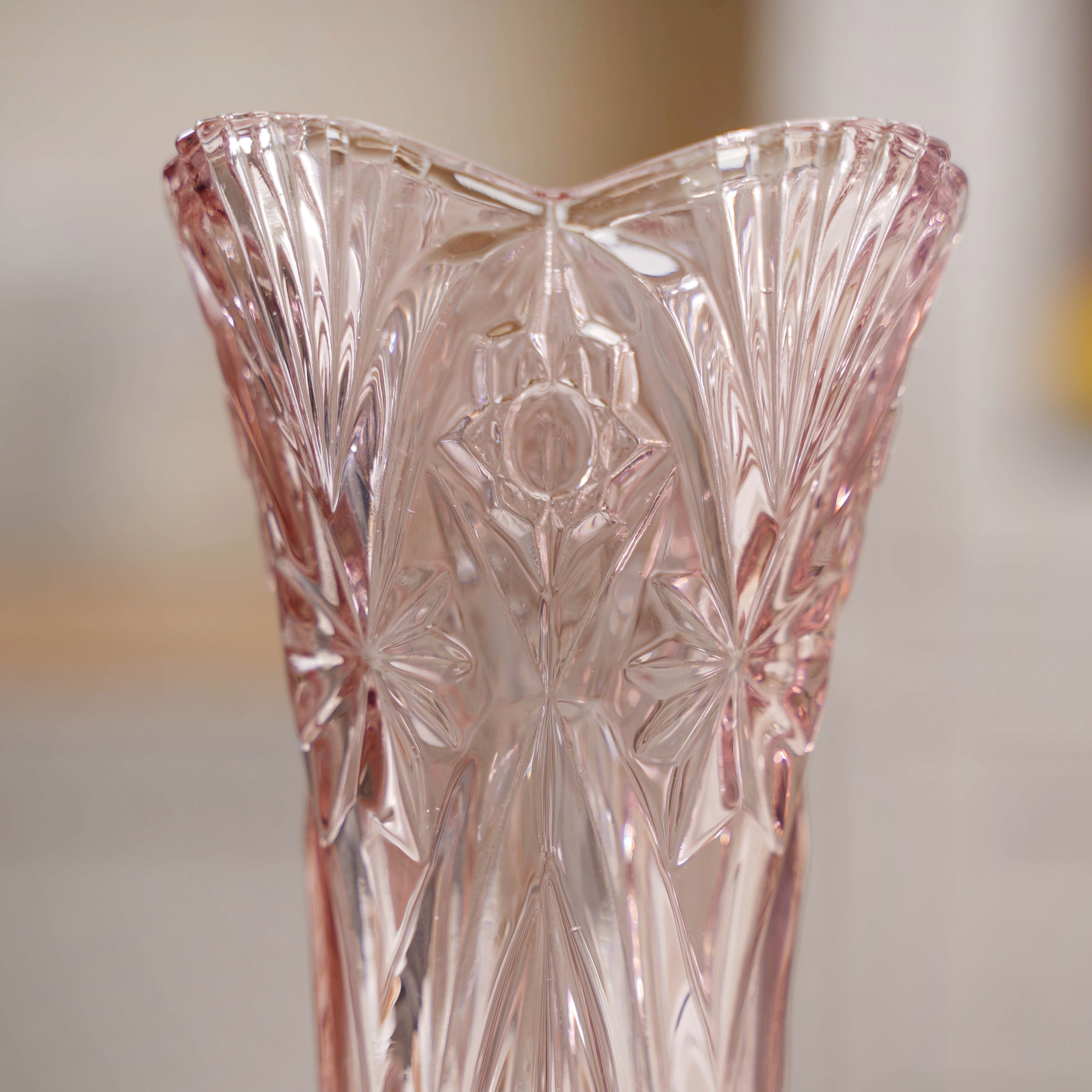 Pink Cut Glass Vase