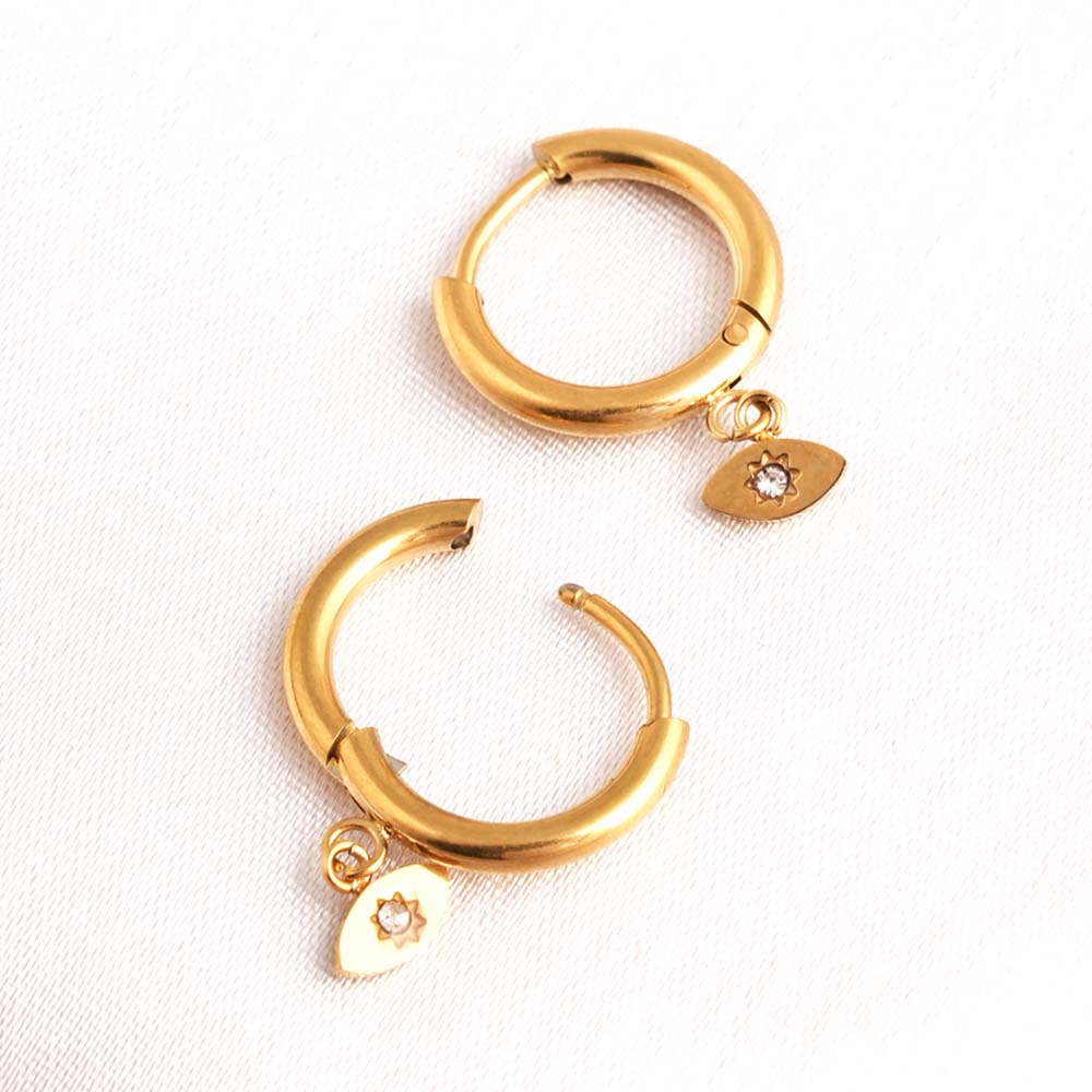 Tiny Iris Star Hoop Earrings