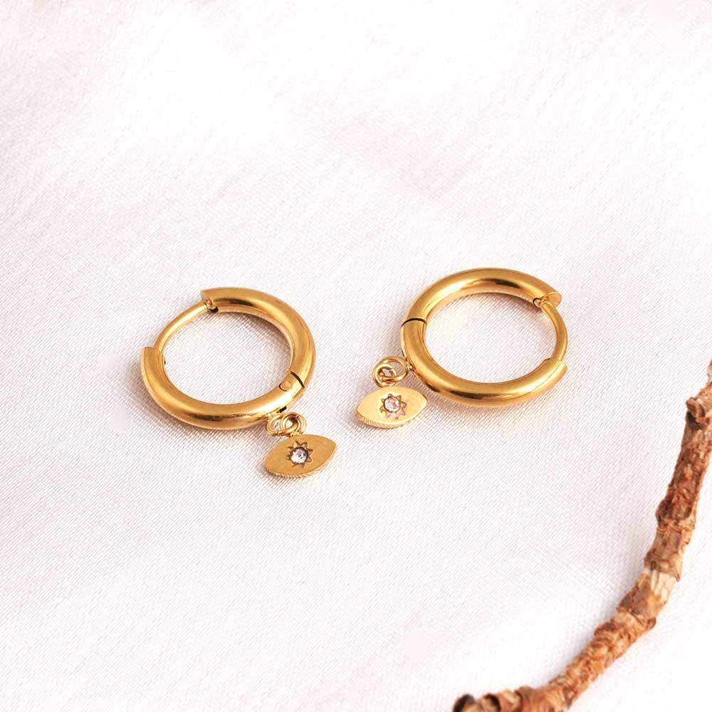 Tiny Iris Star Hoop Earrings
