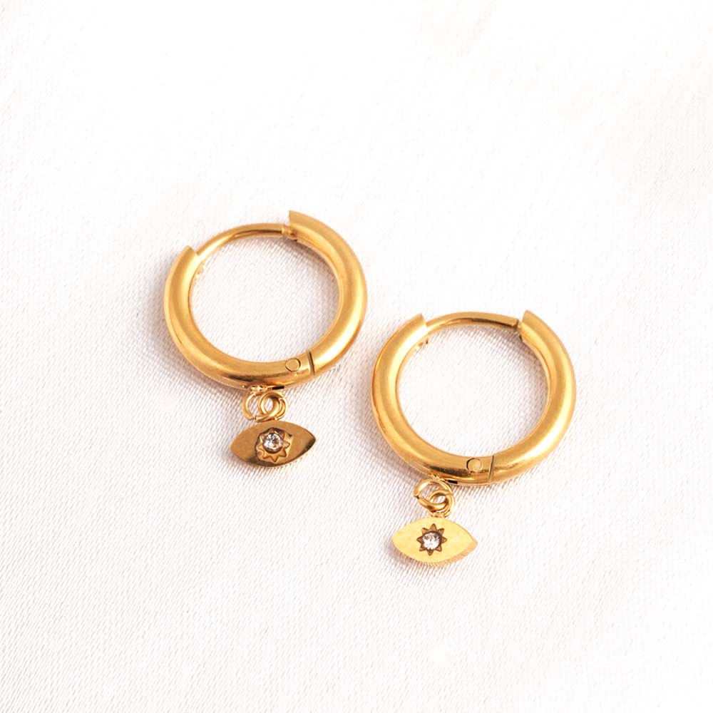 Tiny Iris Star Hoop Earrings