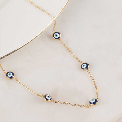Evil Eye 925 Sterling Silver Station Necklace