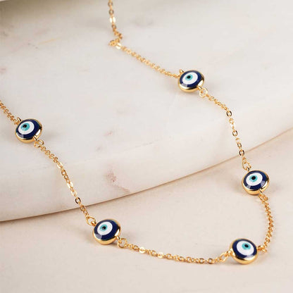 Evil Eye 925 Sterling Silver Station Necklace