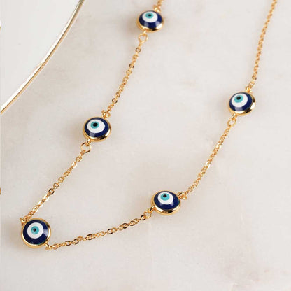 Evil Eye 925 Sterling Silver Station Necklace