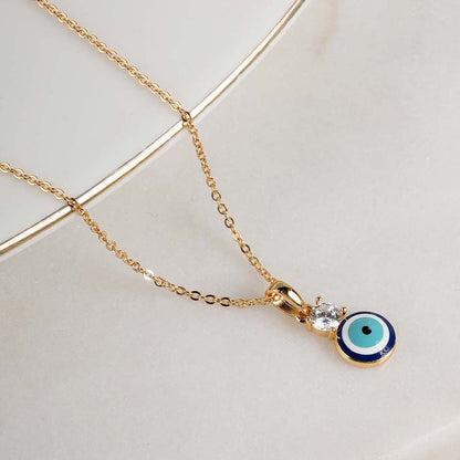 Single Stone Evil Eye 925 Silver Necklace